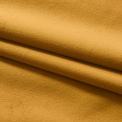 Roslynwood Mustard Gold Velvet Curtains 63 inches Long - Curtains Block Light Rod Pocket Thermal Insulated Window Treatment Drapes for Kids Room/Home Office/Living Room,W52 x L63, 2 Panels - color: Mustard, size: 52"W x 63"L (Pack of 2)