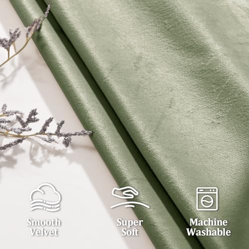 JIUZHEN Sage Green Velvet Blackout Curtains 42W x 63L 2 Panels - color: Sage Green, size: 42"W x 63"L (Pack of 2)