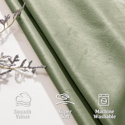 JIUZHEN Sage Green Velvet Blackout Curtains 42W x 63L 2 Panels - color: Sage Green, size: 42"W x 63"L (Pack of 2)