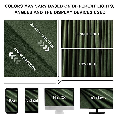 Benedeco Olive Green Velvet Blackout Curtains 52x84, 2 Panels | Elegant Room Darkening Thermal Insulated Noise Reducing Velvet Drapes with Back Tab and Rod Pocket for Living Room, Bedroom - color: Olive Green, size: 52"W x 96"L (Pack of 2)