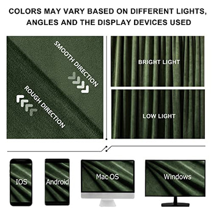 Benedeco Olive Green Velvet Blackout Curtains 52x84, 2 Panels | Elegant Room Darkening Thermal Insulated Noise Reducing Velvet Drapes with Back Tab and Rod Pocket for Living Room, Bedroom - color: Olive Green, size: 52"W x 96"L (Pack of 2)