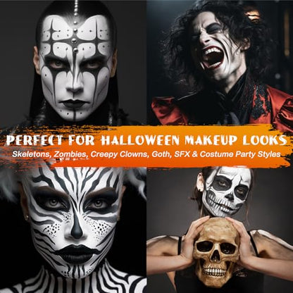 BOBISUKA White Face & Body Paint Stick Washable Water-Based Face Paint Makeup Stick for Halloween Clown, Joker, Zombie, Mime, Skeleton, Skull, Cosplay, SFX, Sports Eye Black & Costume Party - color: White