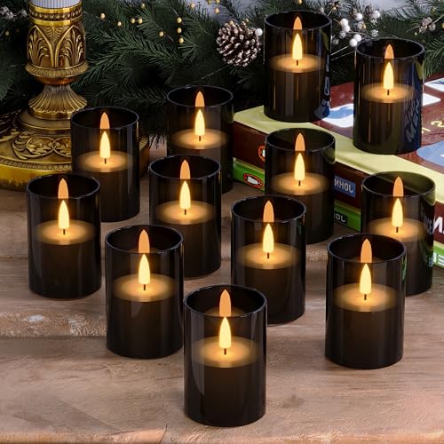 12Pack Flameless LED Candles with Timer, Battery Operated, Black, 2"x3" | Small Pillar & Votive Candle with Realistic Flickering Warm Glow for Centerpieces, Wedding Tables, Holiday, and Home Decor - color: Black, size: 12Pack-Timer