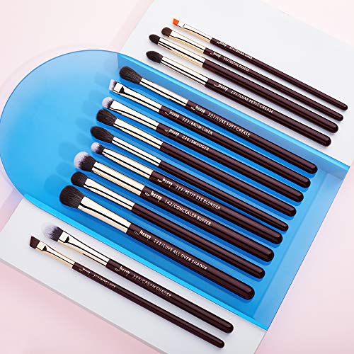 Jessup Eye Makeup Brushes Set 15 Eyeshadow, Eyeliner, Concealer Brush T284 | With Label, Soft Mixed Hair, Seamless Blending & Sharp Definition, Creates Smoky & Natural Eye Looks for Professionals - color: E-Zinfandel