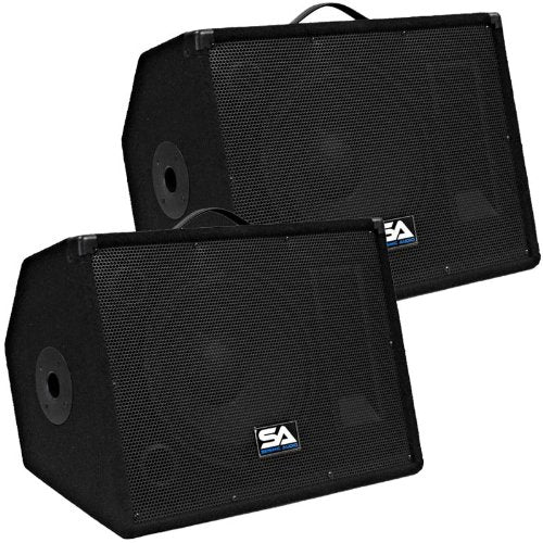 Seismic Audio - Pair of 12" Floor Monitors Studio, Stage, or Floor use - PA/DJ Speakers - Bar, Band, Karaoke, Church, Drummer use - size: Pair