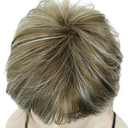 Lydell Short Layered Shaggy Full Synthetic Wig Wigs 12TT26 Brown Highlights - color: 12TT26 Brown Highlights