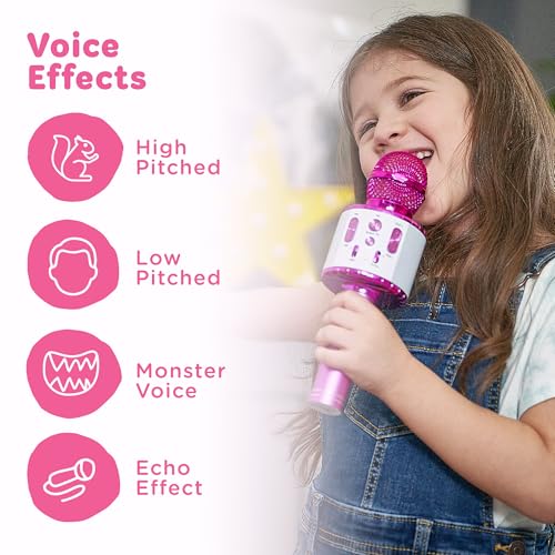 Move2Play, Kids Karaoke Microphone | Includes Pre-Loaded Songs & Bluetooth | Kids Birthday Party Gift | Toy for All Ages 2, 3, 4, 5, 6+ Year Old Girls, Boys & Toddlers - color: White/Pink