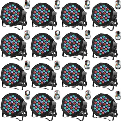 HOLDLAMP Rechargeable Par Lights 36W RGB Battery Powered, Wireless LED Par Lights DJ Uplights Sound Activated Remote Control for Wedding Events Club Party Church Stage Lighting, 16 Pack