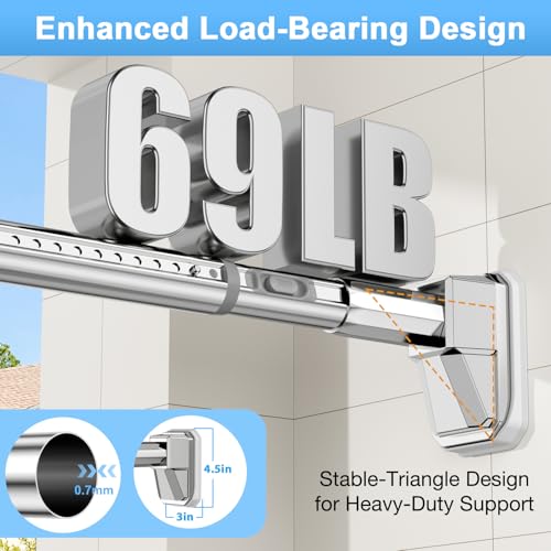 Extra Long Tension Curtain Rod, Silver, 41-67 Inch (4-5.6ft), Tension Rod - color: Silver, size: 41-67inch
