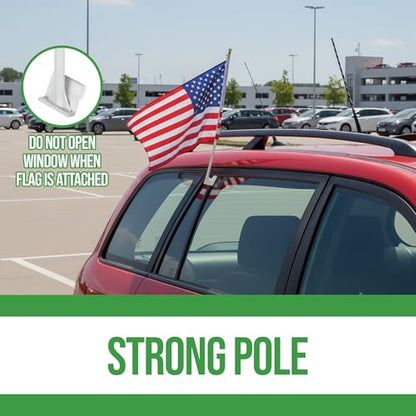 Car Window Flag Pole by Custom Boss Customizable Flag with Picture USA Made | 12x17 Inch Custom Car Flags for Windows, Customized Flags with Pictures, Car Flag Pole Stand and Automotive Flags - color: Car Flag