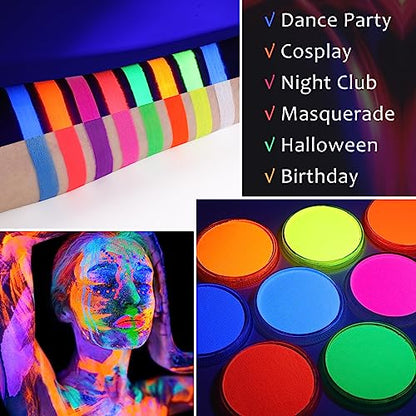 Neon Yellow Face Body Paint(30g/1oz), Water Based UV Blacklight Fluorescent Art Painting Makeup Kit for Music Festivals, Parties, Nights Out, Halloween Costume & Cosplay - color: Neon Yellow