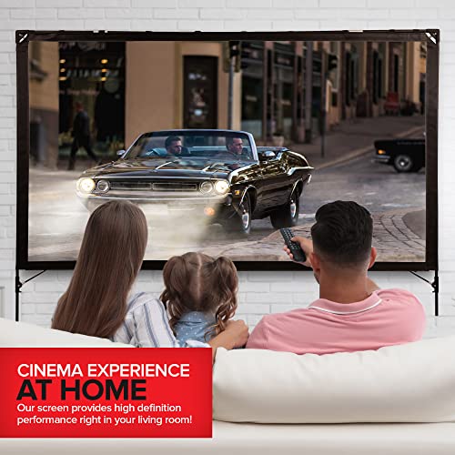Modern Innovations 80 Inch HD Outdoor Movie Screen, Portable Outdoor Projector Screen and Stand for Indoor or Backyard Use, Foldable Frame, Movie Projection Screens for Travel, Camping, Family Movies