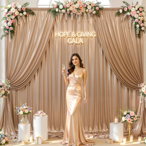 10x10ft Champagne Backdrop Curtains Glitter Sequin Photo Backdrop Curtain Fabric Shimmer Drapes Backdrop Bridal Baby Shower Wedding Birthday Party Photography Backdrops Photoshoot 5x10FT, 2 Panels - color: Champagne, size: 10 ft X 10 ft(2 Panels 5ft X 10f