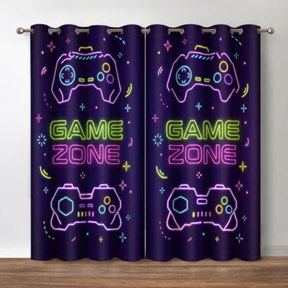 Jekeno Gaming Gamepad Blackout Curtains for Bedroom, 2 Panels Set 42x84 in - color: Gaming Gamepad, size: 42"W x 84"L (Pack of 2)