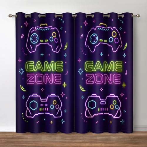 Jekeno Gaming Gamepad Blackout Curtains for Bedroom, 2 Panels Set 52"x63" - color: Gaming Gamepad, size: 52"W x 63"L (Pack of 2)
