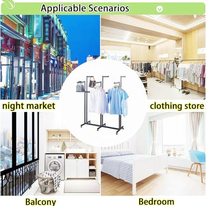 Floor Standing Metal Garment Rack - Heavy Retail Display Racks With Wheels | 8 Arms Clothing Rack, Square Tubing Portable Shirt Rack, Merchandise Display RackFor Hanging Clothes (L-Pink) - color: L-Pink