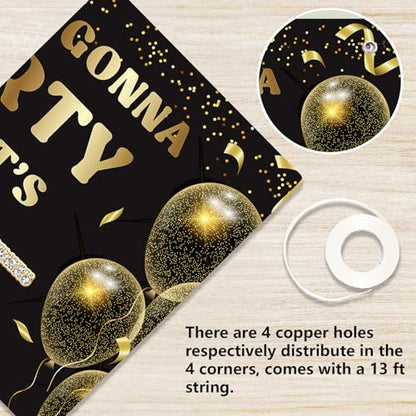 We’re Gonna Party Like It’s 1965 Birthday Banner Backdrop, Cheer to 61 Years Birthday Banner 61st Birthday Party Supplies for Men Women Photography Decorations Black and Gold Glitter Favors - size: 1965