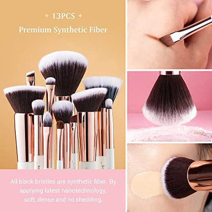 Jessup Brand 25pcs Professional Makeup Brush set Beauty Cosmetic Foundation Power Blushes eyelashes Lipstick Natural-Synthetic Hair Brushes set (Pearl White/Rose Gold) - color: Pearl White/Rose Gold