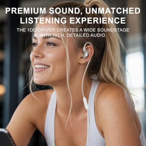 In Ear Monitor Headphones Dual Magnetic Dynamic Driver IEM with Mic, Silver | Hybrid Banlance Armature with Dynamic in Ear Headphones IEM Earphones Gaming Earbuds - color: H89-Silver with Mic