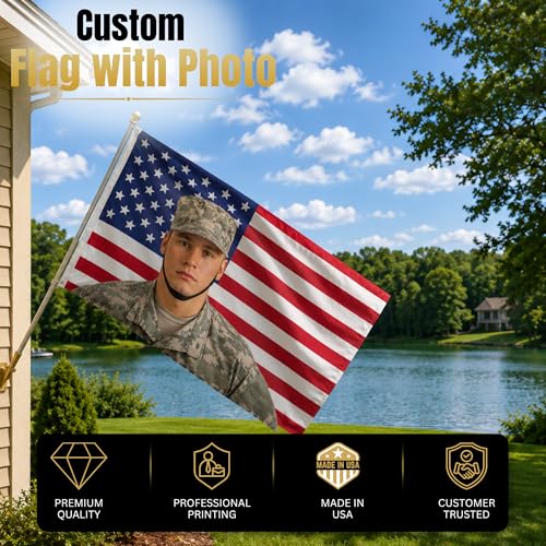 Custom Flag with Face on It by Custom Boss; Pink American Flag Custom; Custom Flag with Picture Photo Logo; 1x1½ 2x3 3x5 4x6 5x8 FT; 2 Grommets; No Pole; Made in USA - color: Flag with Photo