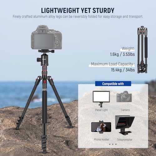 NEEWER 77 Inch Camera Tripod Monopod for DSLR & Phone, Aluminum, TP77 | 360° Panoramic Ball Head, 2 Axis Center Column, Arca Type QR Plate, Bag, Compact Lightweight Travel Tripod, 34lb Max Load - style: Travel Tripod
