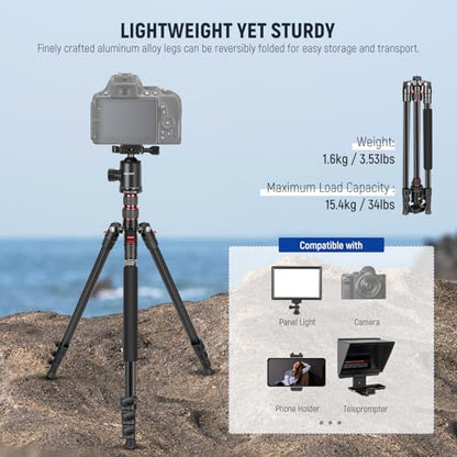 NEEWER 77 Inch Camera Tripod Monopod for DSLR & Phone, Aluminum, TP77 | 360° Panoramic Ball Head, 2 Axis Center Column, Arca Type QR Plate, Bag, Compact Lightweight Travel Tripod, 34lb Max Load - style: Travel Tripod