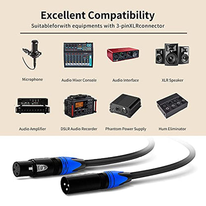 XLR Cable 50ft 2 Pack, XLR Microphone Cable Male to Female, Balanced XLR Cable Suitable for Preambles, Speaker Systems, Radio Station and More | Balanced XLR Suitable for Preambles, Speaker Systems, Radio Station and More - size: 50 Ft 2 Pack