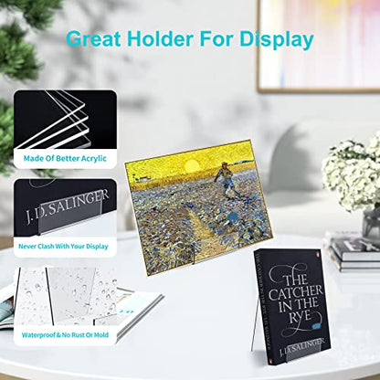 Boloyo Acrylic Book Stand with Ledge,10PC Clear Acrylic Display Easel Transparent Display Stand Holder Tablet Holder for Displaying Books,Magazine,Plate,Pictures,Artworks, CDs - size: 4 inch + 6 inch(10PC)