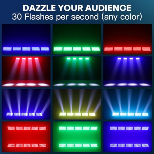 LED Stage Light 300W Strobe Lights, Wash & Beam DJ Bar Lighting, 664 Pcs RGBW LED with DMX512 Sound Activated 5/10/112 CH Uplights for Christmas Event Party Wedding Church Disco Club