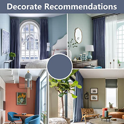 Grommet Room Darkening Velvet Curtains Energy Efficiency Thermal Insulated Window Panel Drapes for Bedroom Living Room 2 Panels W52xL95 Inch Set of 2 Panels Stone Blue - color: Stone Blue, size: 95"W x 52"L (Pack of 2)
