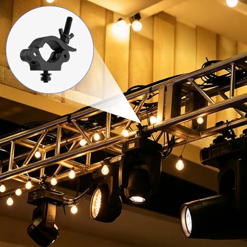 6 Pack Heavy Duty Truss Clamp Aluminum Alloy Stage Light Clamp | DJ Light Clamps Fits 40-52mm OD Pipe O-Clamp for Par Light Moving Head Spotlight Stage Lighting Accessories, 440lb, Black