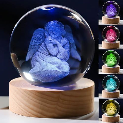 3D Angel Gifts for Women - Crystals Ball 60mm Angel Figurines Decor Glass Animals Figurine Stuff for Room Birthday for Best Friend Lovers Paperweight - style: Angel