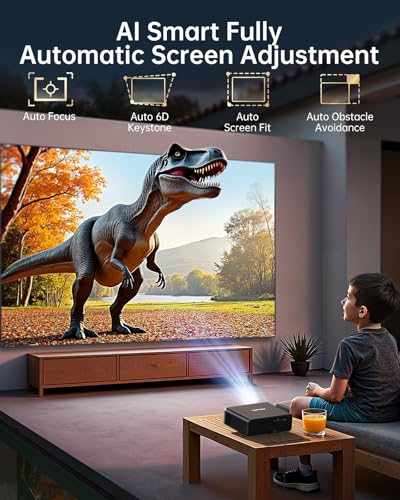 Smart Projector【Compatible with Netflix】4K Projector with WiFi 6 and 2-Way Bluetooth, AI Auto Focus & Keystone, 20W Dolby Audio,Built-in Apps,TOPTRO A1 Portable Proyector for Outdoor / Home Movie