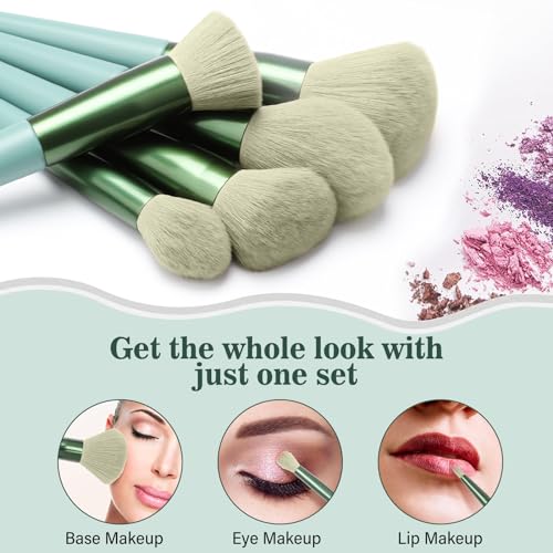 Professional Makeup Brush Set, LUXBRU 20PCs Makeup Brushes with Foundation Eyebrow Blending Concealer Blush Eyeshadow Contour Powder Brush, Make Up Brushes Kit with Travel Case & 2 Powder Puff-Green - color: Dark Green