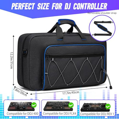 DJ Bag for DDJ-FLX4/DDJ 400/DDJ REV1, Padded DJ Controller Crossbody Bag with 4 Pockets, for 15.6 Inch Laptop, Cables, DJ Mixer Case with Adjustable Shoulder Strap for DJ Equipment - color: Grey