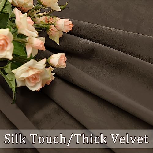 Hiasan Velvet Blackout Curtains 63 inches Length 2 Panels 52W x 63L Brown - color: Brown, size: 52"W x 63"L (Pack of 2)