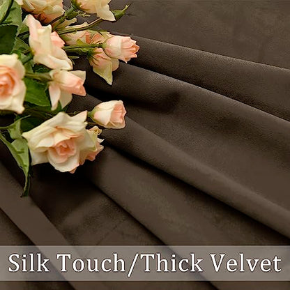 Hiasan Velvet Blackout Curtains 63 inches Length 2 Panels 52W x 63L Brown - color: Brown, size: 52"W x 63"L (Pack of 2)
