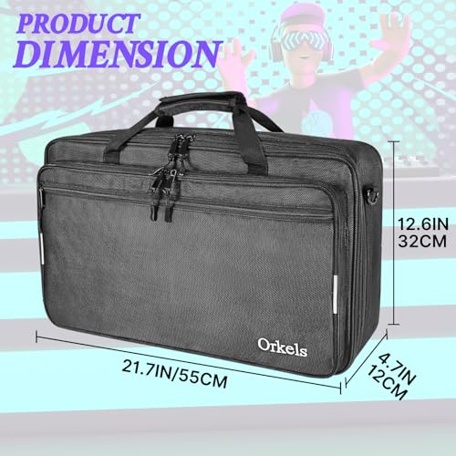ORKELS DJ Controller Bag Compatible with FLX4, FLX2, REV1, DDJ SB3, DDJ SB2, DDJ 400, DDJ RB, DDJ200, Pro FX, MPFX, DJ2GO2 Touch, Mix II, Party Mix, 200 MK2 DJ Controller, S-21.6''Lx13''Wx4.7''H - size: S-21.7''L x 12.6''W x 4.7''H
