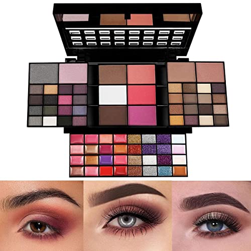 Makeup Kit for Women Full Kit including 36 Eyeshadow Make up,16 Lip Gloss,12 Glitter Cream, 4 Concealer, 3 Blusher,1 Bronzer, 2 Highlight and Contour - All in One Make-up Kit 74 Colors