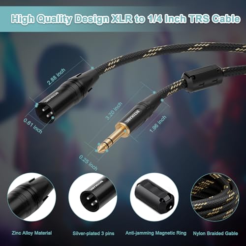 XLR to 1/4 inch (6.35mm) 25ft 2packs, XLR Male to 1/4 Male - size: 25ft 2Pack, style: XLR Male to 6.35