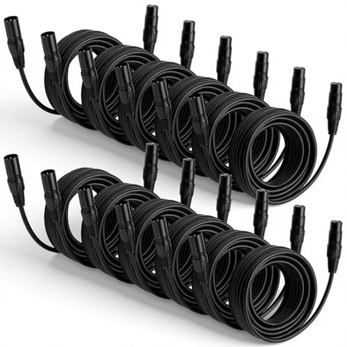 Relaxweex 12 Pcs 25 Feet XLR Cable, 3-Pin XLR Male to Female, Black - color: Black, size: 25 Feet
