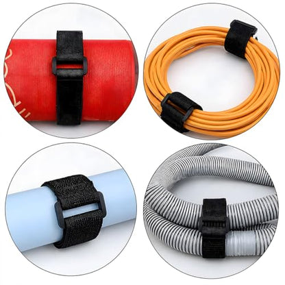 12 Pack Extra Large Reusable Fastening Straps, 1 x 24 Inch Heavy Duty Cinch Straps with Buckle, Hook and Loop Cable Tie Down Straps for Building Materials, Wood, Pipe, Yoga Mats, Camping
