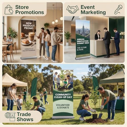 Retractable Banner Stand - 33.5"x80" STANDARD Retractable Roll Up Banner Stand with Travel Bag for Trade Shows Retail Display Corporate Events, Advertising (33.5"x80"STAND ONLY)