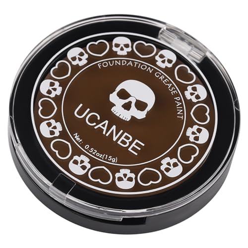 UCANBE Brown Face Body Paint Makeup Foundation, Non-Toxic Greasepaint for Adults Party, Waterproof Cream Face Painting Kit for Halloween Werewolf Leopard Camo Hunting SFX Make Up, Cosplay & Costumes - color: Brown