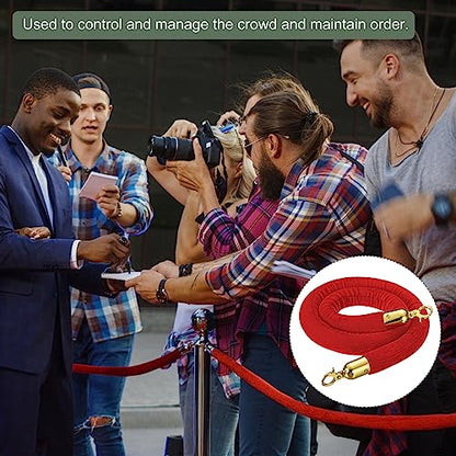 YOKIVE 2 Pcs Red Velvet Stanchion Rope Crowd Control Barrier Rope, Manage The Crowd, Great for Hotels, Theaters, Ticket Offices (Golden, 4 Feet) - color: Red, Golden, size: 4 Feet