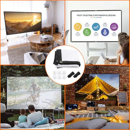 Projector Screen, White Projector Screen, 16:9 No Crease Home Theater Foldable Projection Screen 60"|72"|84"|100"|120"|150" (100 inch Thickened) - size: 100 inch Thickened