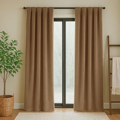 Velvet Curtains 84 Inches Long, Thermal Insulated Gold Brown Blackout Curtains for Living Room Bedroom Curtain Set Rod Pocket Back Tab Room Darkening Drapes, 2 Panel Gold - color: 05-gold Brown (Velvet ), size: 52"W x 84"L (Pack of 2)