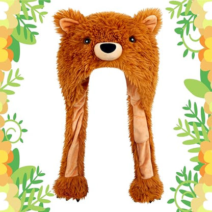 dressfan Plush Animal Hat with Ear Flaps,Novelty Christmas & Birthday Gifts for Adults & Children,One Size Fits All - color: Brown