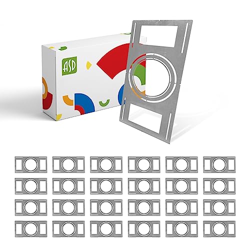 ASD 24 Pack New Construction Mounting Plate Round Hole - 8/10/12 Inch Flat Galvanized Steel Wafer Light Rough In Plate, Universal Light Fixture Mounting Bracket for LED Recessed Lighting - color: Symmetric 8-10-12", size: 24 Pack