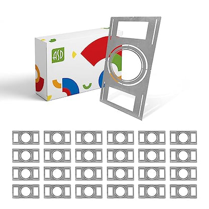 ASD 24 Pack New Construction Mounting Plate Round Hole - 8/10/12 Inch Flat Galvanized Steel Wafer Light Rough In Plate, Universal Light Fixture Mounting Bracket for LED Recessed Lighting - color: Symmetric 8-10-12", size: 24 Pack